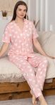 Alissa 6305 Kadın Kalp Desenli Patlı Pijama Takımı
