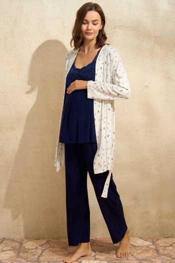 Anıl 5769 Bayan Hamile Sabahlıklı Pijama Takımı